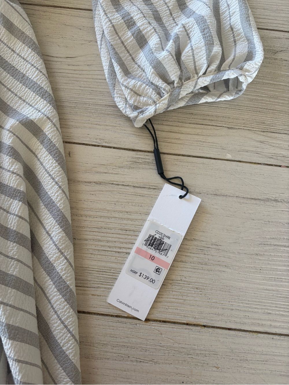 NWT Calvin Klein Gray White Striped Wrap Dress | Size 10 - Picture 4 of 12